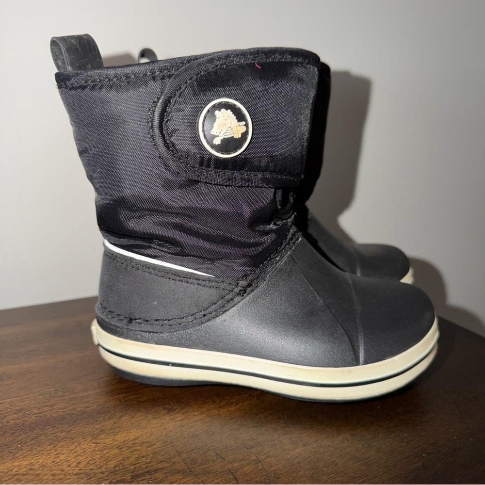 Crocs Toddler Snow Boots Black W Insulation Size C8 Slip On Waterproof Winter